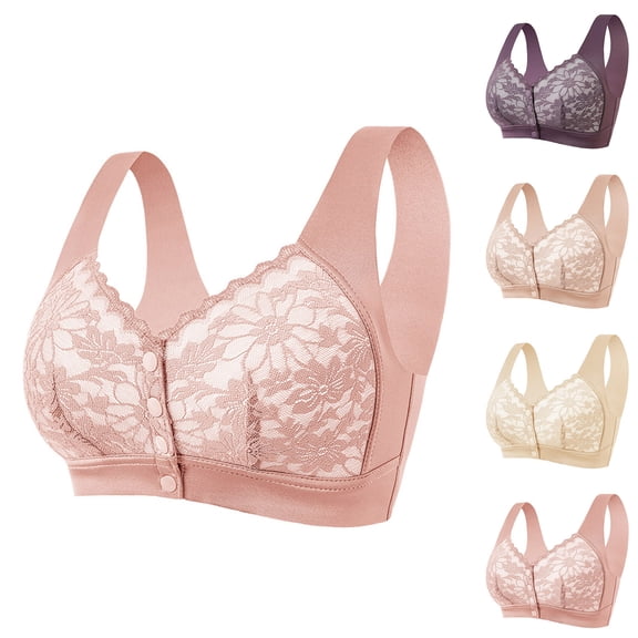 Zpanxa Bras for Women, Women's Floral Embroidered Wireless Bra Plus Size Thin Comfortable No Underwire Everyday Wear Bralette