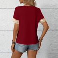 thumbnail image 5 of Laqbezok Women V-Neck Sequin Pocket Short Sleeve T-Shirt, Patchwork Casual Loose Top, Sparkly Fashion Outfit, 5 of 5
