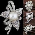 thumbnail image 5 of New Bridal Bouquet Rhinestone Crystal Brooch Pin Silver Pearl Brooches Flower, 5 of 8