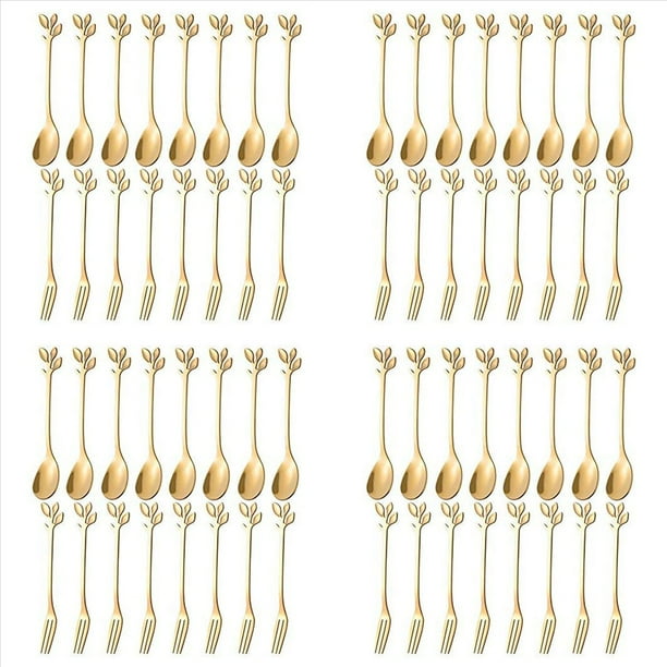 80 Piezas Juego de Cuchara y Tenedor de Postre Tenedor de Pastel Cuchara de Café Tenedor de Fruta Acero Inoxidable -