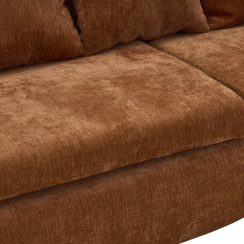 Howcool 104" Cloud Modular Sectional Sofa with Ottoman, Boneless Deep Fluffy Seat Couch, No Assembly Required for Living Room and Bedroom, Orange