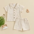 thumbnail image 2 of Bagilaanoe 2pcs Toddler Baby Boy Shorts Set Short Sleeve Stripe Print Shirt Tops + Shorts 6M 12M 18M 24M 3T 4T Kids Casual Summer Clothes, 2 of 8