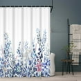 thumbnail image 5 of SUNOLIFE Blue Floral Plants Shower Curtain,Botanical Leaves Waterproof Fabric Bathroom Curtain with Hooks,72x78 in, 5 of 5