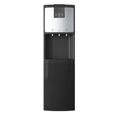 TABU Bottom Loading Water Dispenser, Water Cooler 3 or 5 Gallon,Child Safety Lock,Stainless Steel,Black