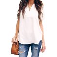 thumbnail image 4 of Camisa de mujer Jumpingount Con Cuello en V Gasa Manga Corta Blanco XXL, 4 of 5