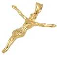thumbnail image 5 of Large 14k Gold Heavy Plated CZ Accented Jesus Crucifix Pendant + 20" 2.4mm Figaro Chain Necklace Set, 5 of 7