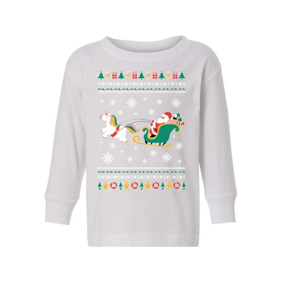 Awkward Styles Toddler Christmas Sweater Long Sleeve Toddler Christmas Shirt for Boys Girls Santa with Unicorn Sweater