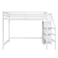 thumbnail image 5 of Aukfa Full Loft Bed with Built-in Storage Wardrobe, Solid Wood Bed Frame with Staircase for Kids Adults - White, 5 of 8