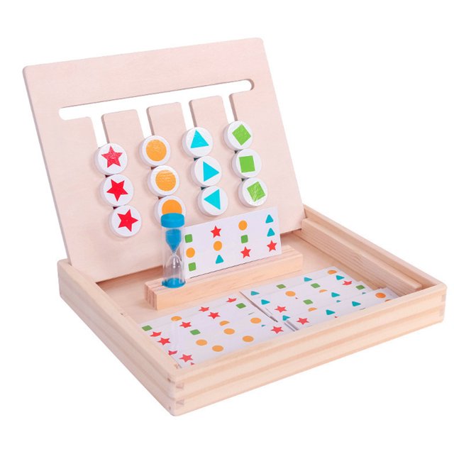 Yeacher Four-Color Building Blocks Educational Toys Logical Thinking Training Kids Wooden Toys Enlightenment Training Aid