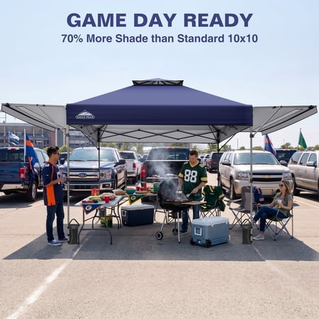 EAGLE PEAK 17 x 10 ft Pop up Gazebo Canopy Tent Outdoor Instant Canopy Shelter with Adjustable Dual Half Awnings (Blue)
