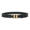 thumbnail image 2 of Earnda Women Gold Buckle Belt Ladies Black Faux Leather Belt, 2 of 5