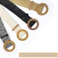 thumbnail image 5 of Cinturón de vestir flaco para mujer, cinturón elástico tejido de paja con hebilla de madera, 5 of 5