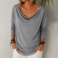 thumbnail image 2 of tarylea Tops for Women Trendy Cowl Neck Long Sleeve Shirts Solid Color Dressy Tops Casual Loose Fall Basic Tops, 2 of 6