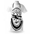thumbnail image 3 of Vintage Airplane Apron Grunge Style Stamp Design with Word Aviation and Airplane Silhouettes, Unisex Kitchen Bib Apron with Adjustable Neck for Cooking Baking Gardening, Black and White, by Ambesonne, 3 of 3