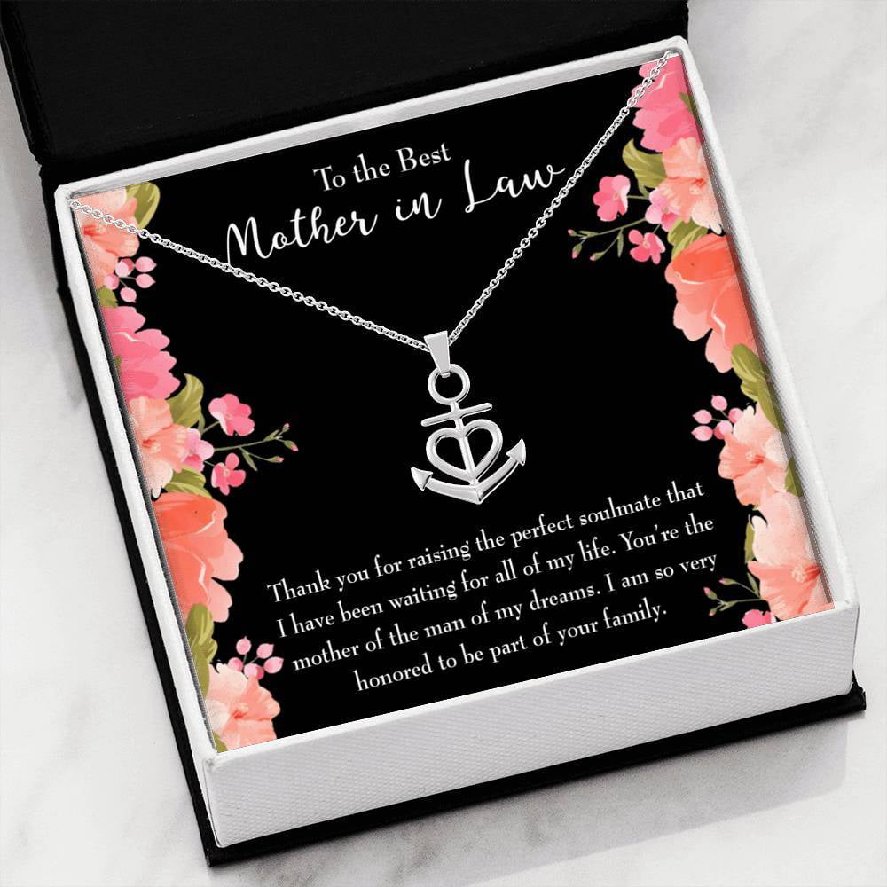 Mother-In-Law Necklace Anchor Pendant Stainless Steel Mother-in-Law Birthday Mot 
