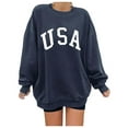 thumbnail image 2 of USA Graphic Sweatshirts for Women 2025 Long Sleeve Crewneck Drop Shoulder Sweatshirt Pullover Tops Fall Winter Outfits, 2 of 5