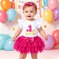 thumbnail image 2 of Krdevn Baby Girls 1st Birthday Tutu Outfit Romper Tulle Skirt and Headband 3 Piece Set,9-12 Months, 2 of 5