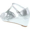 thumbnail image 3 of Blaze04 Rhinestone Peep Toe Cut Out Ankle Strap Low Wedge Dress Sandal, 3 of 7