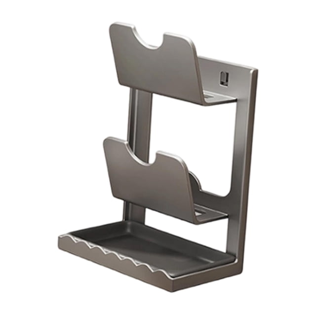 Soporte organizador para tapa de olla con bandeja extraíble y estante para utensilios, fácil de montar Gris de 2 niveles