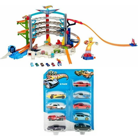 Hot Wheels Ultimate Garage Fanman & Hot Wheels Cars, 9-Pack Bundle