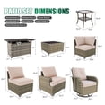 thumbnail image 3 of Clouddwell 13 Piece Outdoor Sectional Set with Swivel Rocker Chairs of 2, Patio Conversation Sets with Fire Pit Table, Beige, 3 of 8