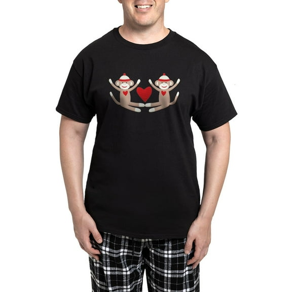 CafePress - Couples Sock Monkey Men's Dark Pajamas - Men's Dark Loose Fit Cotton Pajama Set