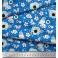 thumbnail image 2 of Soimoi Polyester Crepe Fabric Robin,Butterfly & Anemone Floral Decor Fabric Printed Yard 52 Inch Wide, 2 of 3