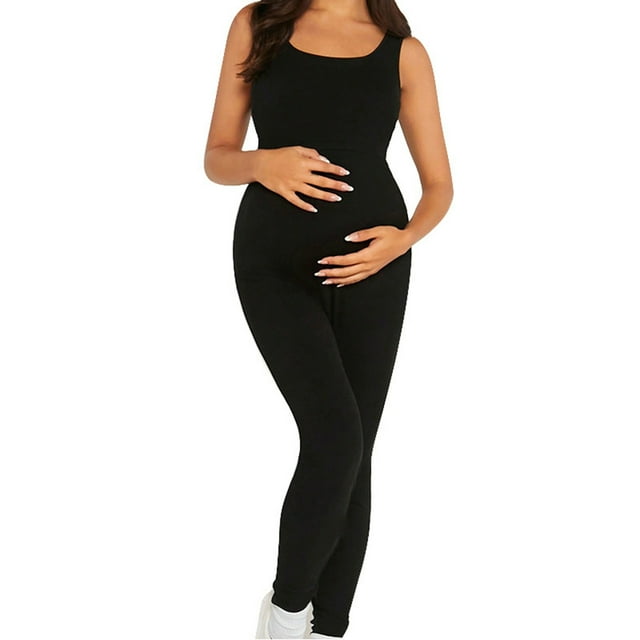 TrendOFT Casual Jumpsuits For Women Summer Maternity Tight Fitting Hip Lift Womens Overalls Rompers Black S