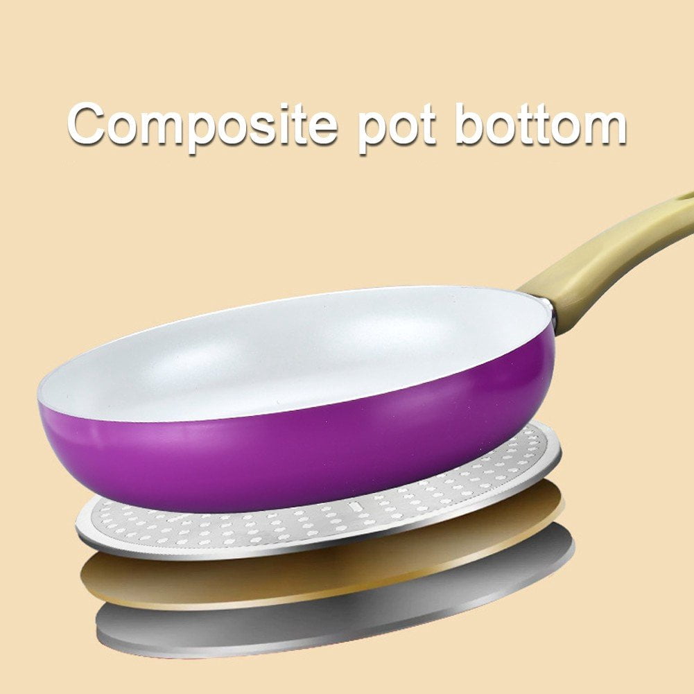 Jiibva 1Pc Purple Eggplant Shape Ceramic Non Stick Skillet Frying Pan with Lid for Home Kitchen