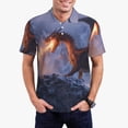 thumbnail image 5 of Yiaed Winter Fire DragonPrint Men's Short Sleeve Polo Shirt,Golf Polo for Men Three-Button Golf Shirt Athletic Casual Collared T-Shirt- Small, 5 of 7