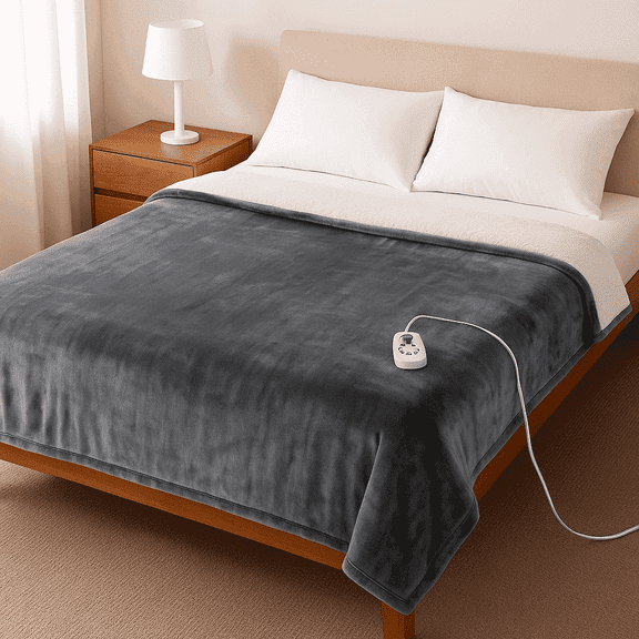 CONCETTA Heated Blanket Throw, ETL Certificated Heating Electric Blanket with 10 Heat Levels, Machine Washable Winter Warmer with Over-Heat Protection, 50"x60", Grey