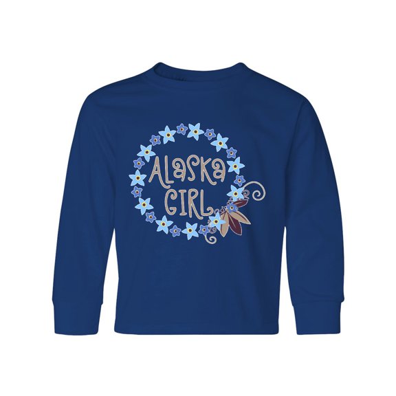 Inktastic Alaska Girl Forget-Me-Not Flower Long Sleeve Youth T-Shirt