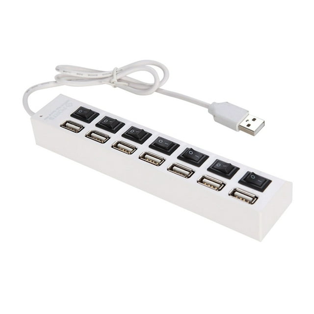 7 Ports USB Hub Répartiteur avec Commutateurs Marche/arrêt Long Cordon pour Ordinateur Portable de Bureau PC Ordinateur Appareils de Chargement Transfert de Données
