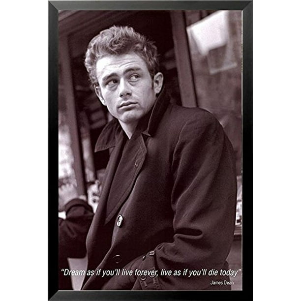 Buyartforless Framed James Dean Quote Dream As You Ll Live Forever 36x24 Photograph Print Poster Celebrity Movie Star Icon Hollywood Walmart Com