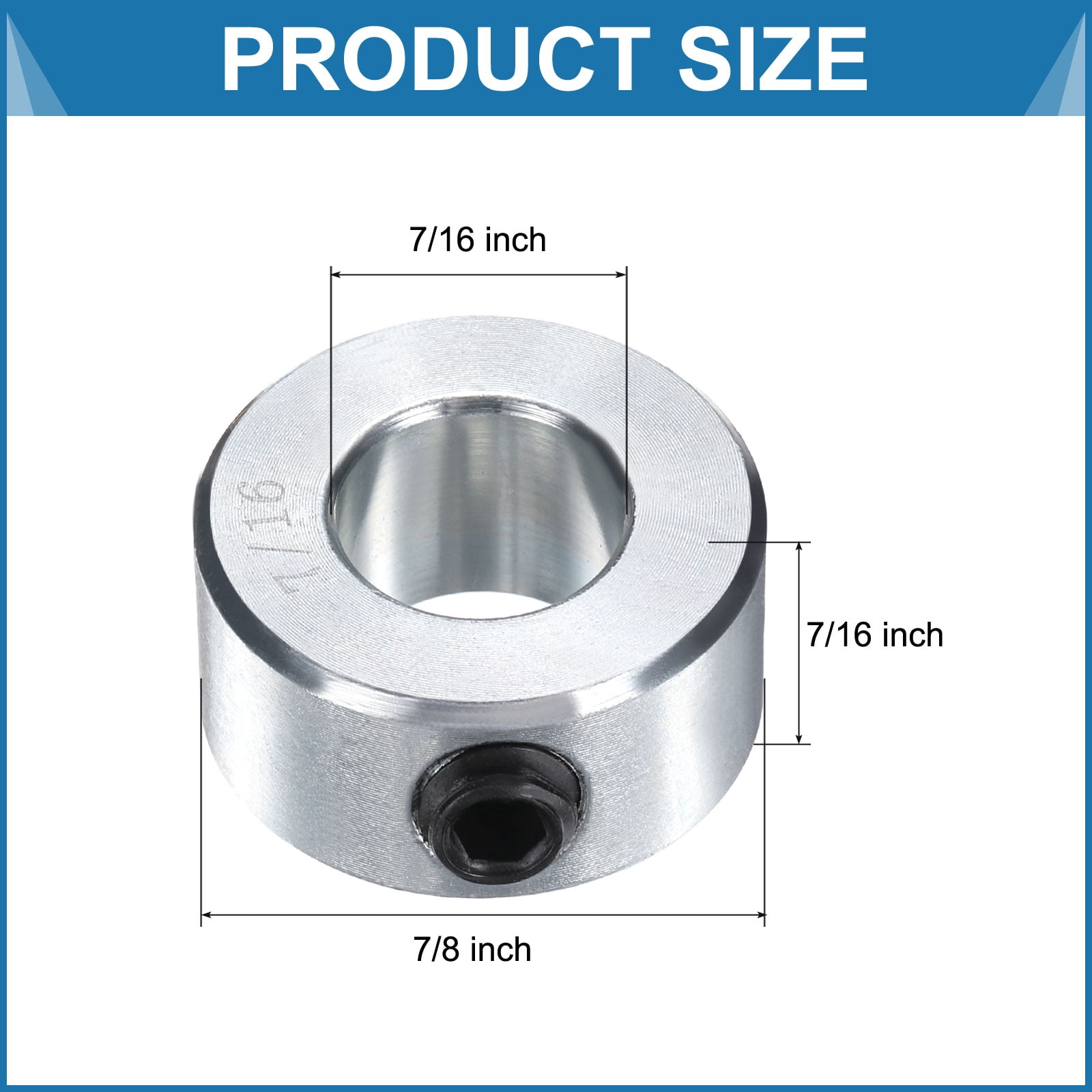 12 Pack Set Screw Collars 7/16" Bore Carbon Steel Shaft Collars, 7/8" OD