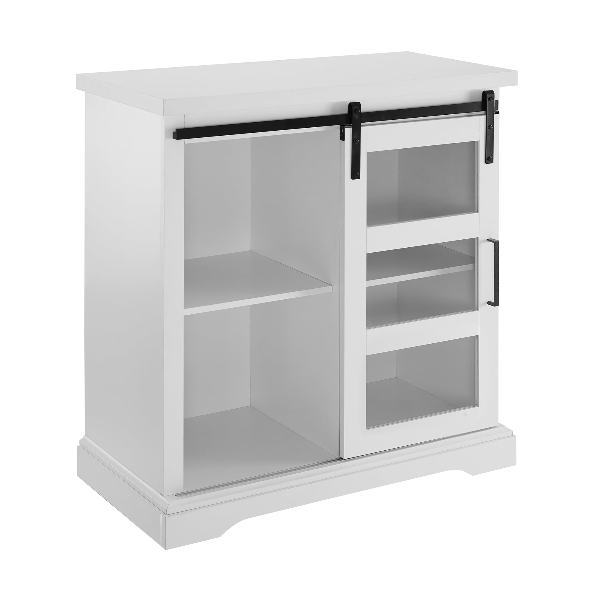 Walker Edison 32" Sliding Glass Door Accent Cabinet, Solid White