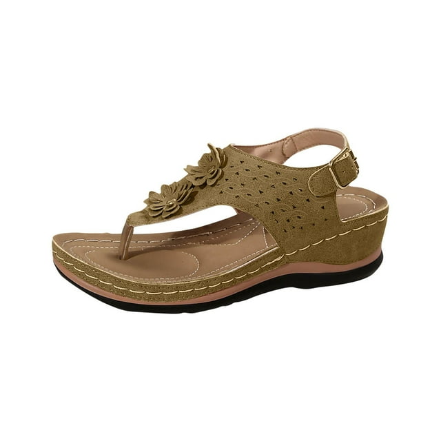 VEKDONE Sandales Confortables pour Femmes Mode Femmes Sandales Décontractées Tête Ronde Chaussures de Plage Décontractées Confortables