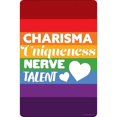 thumbnail image 1 of Grindstore - Placa Charisma, Uniqueness, Nerve & Talent Diseño Arco Iris (Rojo, Amarillo, Azul), 1 of 2
