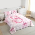 thumbnail image 3 of Castle Fairy Bow Knot Personalized Initial S Twin Comforter Sets,Pink Bow-Tie Bedding Set, 3 of 8