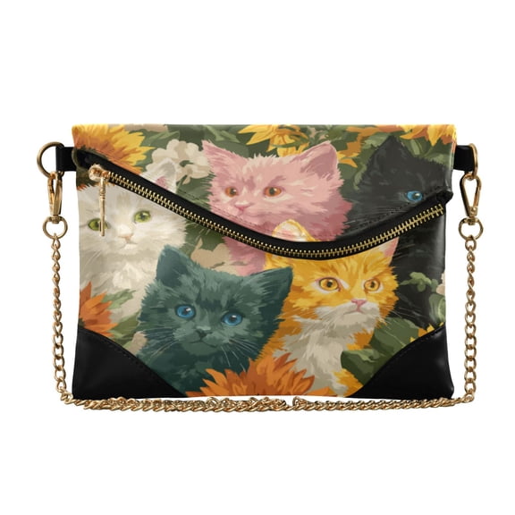 Women Clutch Purse Elegant Crossbody Shoulder Bag with Wristlet & Crossbody Strap Various Colors Cat
