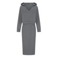 thumbnail image 5 of Trendy Cold Shoulder V Neck Hooded Crop Sweatshirts and High Waist Midi Skirt 2 Piece Fall Sets Solid 2PC Fall Outfits Women, 5 of 6