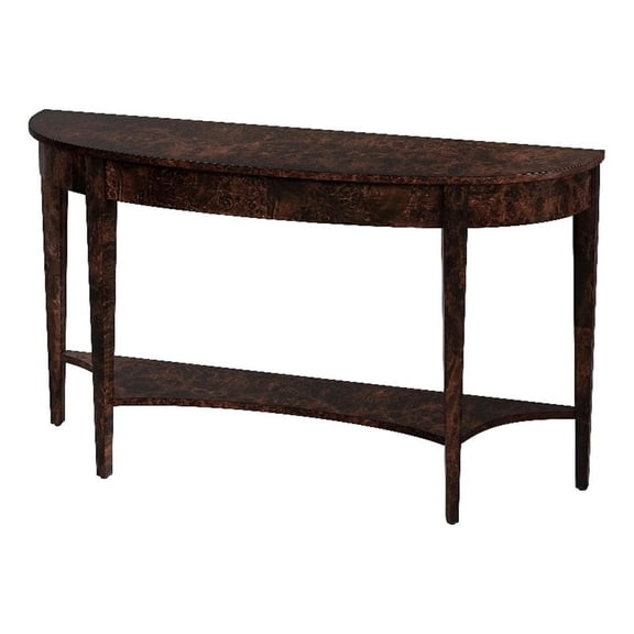 Bowery Hill Wood Dark Brown Console Table Demilune 54"W Unassembled
