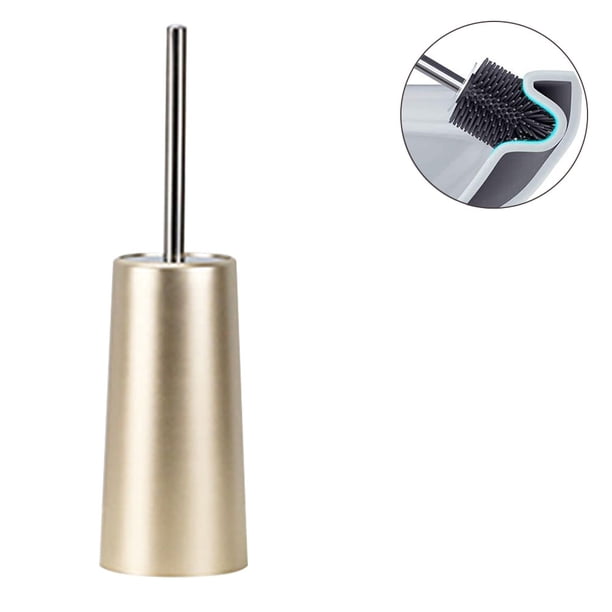 Cepillo y soporte para inodoro, soporte para cepillo de inodoro Mango de acero inoxidable Cerdas duraderas Limpieza profunda Cepillo de baño compacto Ahorre espacio Buen agarre Antigoteo Adepaton 2035089-2