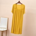 thumbnail image 6 of Tnhcen Women's Modal Short Sleeve Square Neck Loose Fit Pleated Sleep Dress Casual Nightgown for Women M - L Plus Size Breathable Comfortable Bedwear, 6 of 8