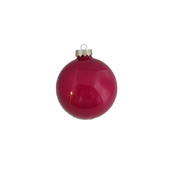 Whitehurst Small Pearl Finish Glass Christmas Ball Ornaments - 2" (50mm) - Fuchsia Pink - 28ct