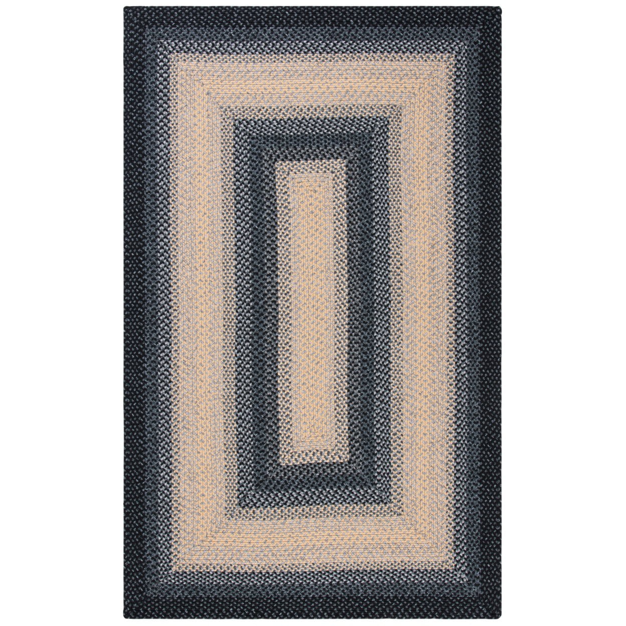 SAFAVIEH Braided Neville Colored Bordered Area Rug, Black/Grey, 9' x 12' Oval