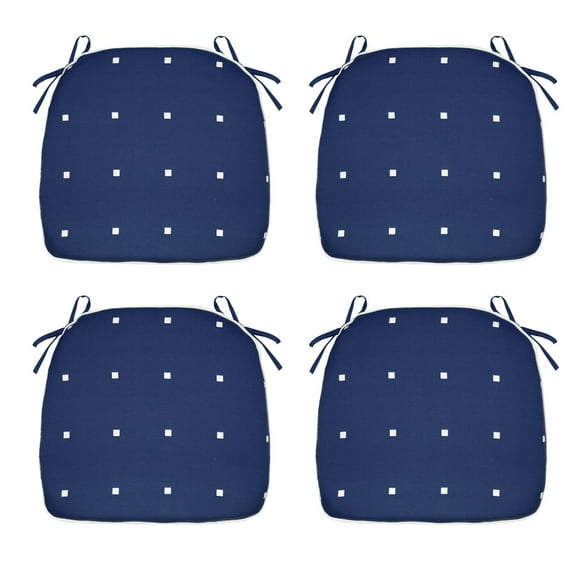 FBTS Prime 16x17 inch All-Weather Blue Dot Outdoor Seat Pads, Pack of 4