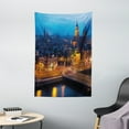 thumbnail image 1 of City Tapestry, Night View of Amsterdam Famous Landmark European Urban Travel Architecture, Wall Hanging for Bedroom Living Room Dorm Decor, 40W X 60L Inches, Blue Marigold Tan, by Ambesonne, 1 of 2