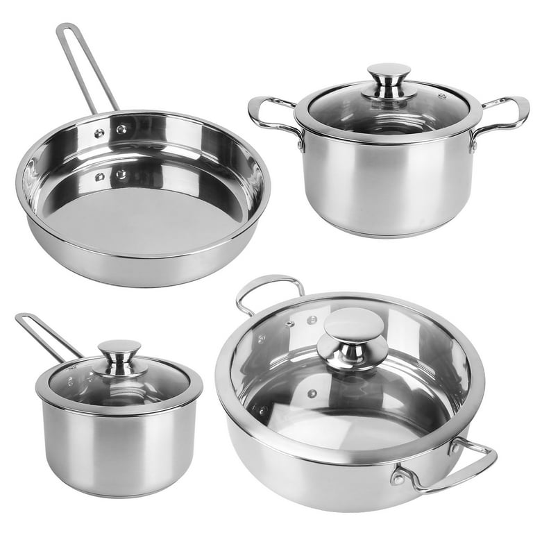 Induction Pots and Pans, Stainless Steel Pots And Pans Set 4pcs With Lid,  Induction Cookware For Oven & Dishwasher Safe by MOMOSTAR
