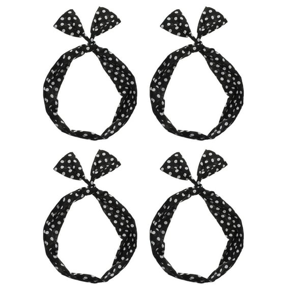 KONTONTY 4-Pack Black Cloth Headbands with Bows for Party, Everyday Wear and Hair Accessories